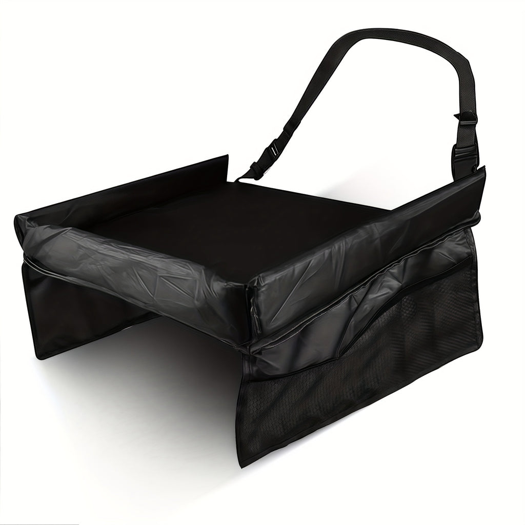 1pc Foldable And Expandable Polyester Youngsters Car Seat Travel Tray with Multiple Storage Pockets - Lightweight, Wall-Mountable Design for Airplane, Car And Home Use, Car Storage Tray | Versatile Travel Accessory | Sturdy Constructio