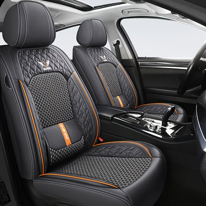 5-Seat Or 2-Front Or 1-Front Set Breathable Faux Leather Car Seat Covers - Stretchable Fit for Suvs, Sedans & Pickups, Easy Care with Sponge Fill Halloween Gifts
