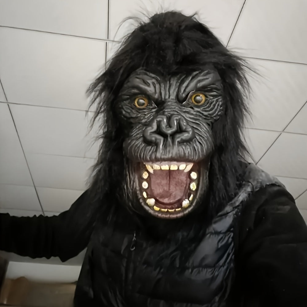 Elephant Monkey Latex Full Head Mask Realistic – Black White Animal Costume Mask for Adults Halloween Costume Parties Cosplay Prank Photo Prop Birthday Gift Durable