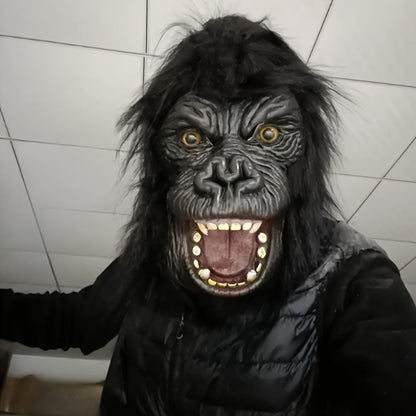 Elephant Monkey Latex Full Head Mask Realistic – Black White Animal Costume Mask for Adults Halloween Costume Parties Cosplay Prank Photo Prop Birthday Gift Durable