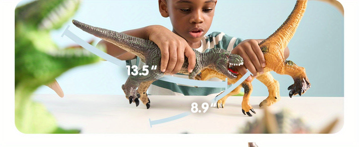 Toddler Dinosaur Figures with Educational Book – 6 Jumbo Soft Realistic Dinosaur Toys for Toddlers 1+ Years, Learning Playset for Kids, Perfect Gift for Boys & Girls, Christmas & Birthday Toys