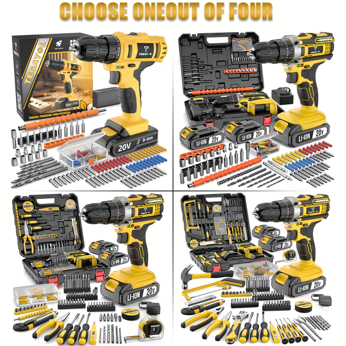 [20V Cordless Drill Set] 30|88|136|148pcs Electric Drill ToolBox Set | Cordless Rechargeable Electric Drill Tool Set, Equipped 1 Or 2 Battery, Hand Tools, Pliers, Bits Set, Suitable Construction, Industry & Home Decoration, Men's Gift, The Best Gift