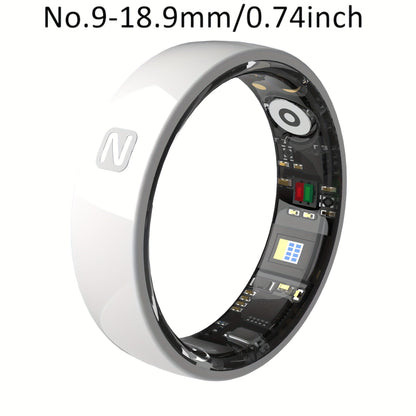 Fitness Tracker Smart Ring – IP68 Waterproof, Sleep & Step Monitor, Crystal Charging Case, Stainless Steel | Men & Women Sizes 7–13