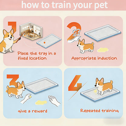 Indoor Dog Potty Tray with Removable Grating - Leak-Proof Puppy Training Toilet, Washable Pee Pad Holder for Apartments, Easy Clean Dog Bathroom, 7 Colors, Small & Large Sizes