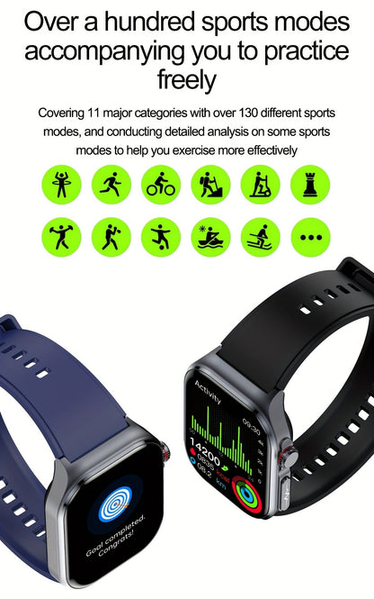 AMOLED Smartwatch 2.04" Display, Bluetooth 5.3 Calling, NFC, 530mAh Battery, Multi-Sport Modes, Voice Assistant, SOS, Menstrual & Weather Forecast, Magnetic Charging, Compatible with iOS & Android, Unisex Gift for Men & Women