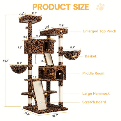 Cat Tree Tower Multi-Level for Indoor Cats - Cat Furniture with Sisal Scratching Posts, Plush Perches, Hammock, Basket & Corner Condo Cave, Hanging Toys & Climbing Ramp, Multiple Sizes & Colors