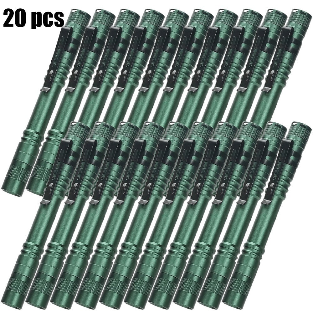 Pen Light Flashlights Bulk Pack with Clip - Mini Slim LED Pocket Torch for Camping, Outdoor, Home & Emergency Use, 5/10/20pcs (Batteries Not Included)