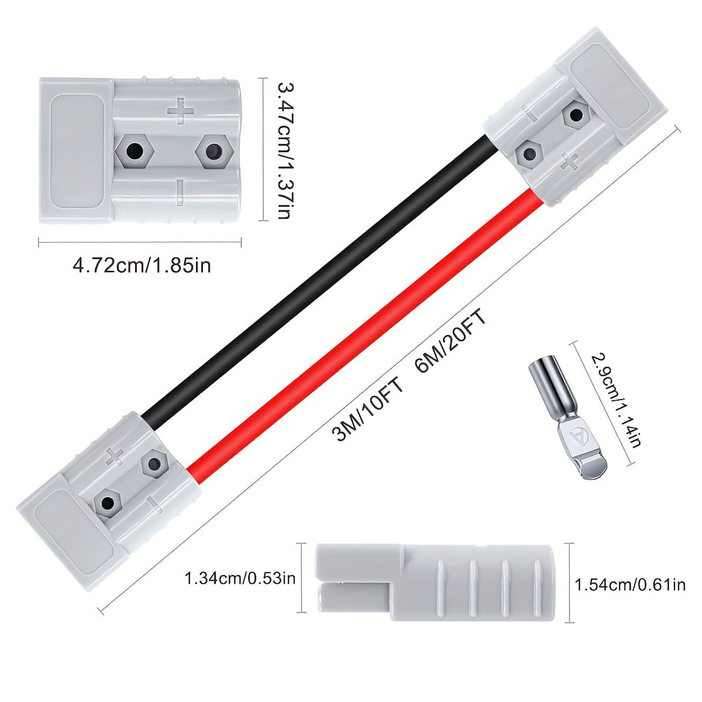 RV SB50A Connector Plug with Wire, Double SB50 Anderson Connector Cable, Quick Connection to Battery Harness, Forklift Plug Wire, One Pair of Fixed Power Forklift Connectors for Car Forklift