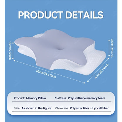 Cervical Neck Pillow for Sleeping - Butterfly Contour Memory Foam Ergonomic Support for Back & Side Sleepers, Slow Rebound Pressure Relief, Cervical Spine Alignment, Machine-Washable Cover, Multi-Color
