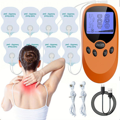 TENS EMS Dual Channel Muscle Stimulator Massager – 8 Electrodes for Back, Shoulder & Knee Pain Relief, Muscle Recovery, Portable Electric Pulse Therapy Device