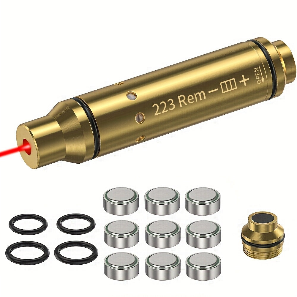 Dry Fire Laser Training Cartridge Multi-Caliber – 9mm 45ACP 223Rem 380ACP 357Sig 308Win 12GA 40Cal 6.5mm 7.62x39 | H59 Brass | Class IIIA Red Laser | Aperture Aiming | Batteries Included