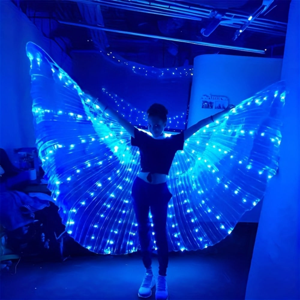 LED Feather Dance Costume Glowing Luminous – Light Up Belly Dance Performance Dress for Women Halloween Christmas Mardi Gras Rave Stage Show White Purple Warm White