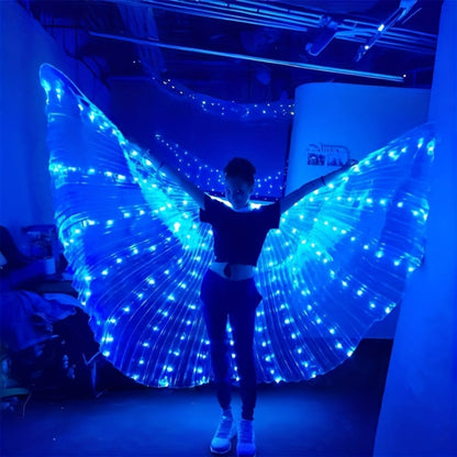 LED Feather Dance Costume Glowing Luminous – Light Up Belly Dance Performance Dress for Women Halloween Christmas Mardi Gras Rave Stage Show White Purple Warm White