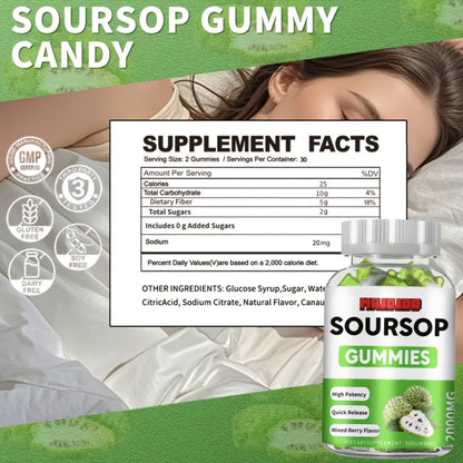 Soursop Graviola Gummies 2000mg – 60 Count Antioxidant Supplement for Men & Women, Supports Digestion & Immune Health, Natural Graviola Extract Chewable Wellness Gummies