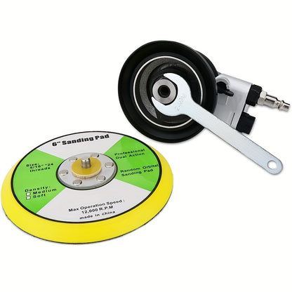 [Father's Day Gift] 5 Inch/6 Inch Pneumatic Random Orbit Sander 12,000RPM Heavy Duty Dual Action Pneumatic Palm Sander For Car Paint Care Rust Removal Tool Waxing Tool Father's Day Gift, Without Battery