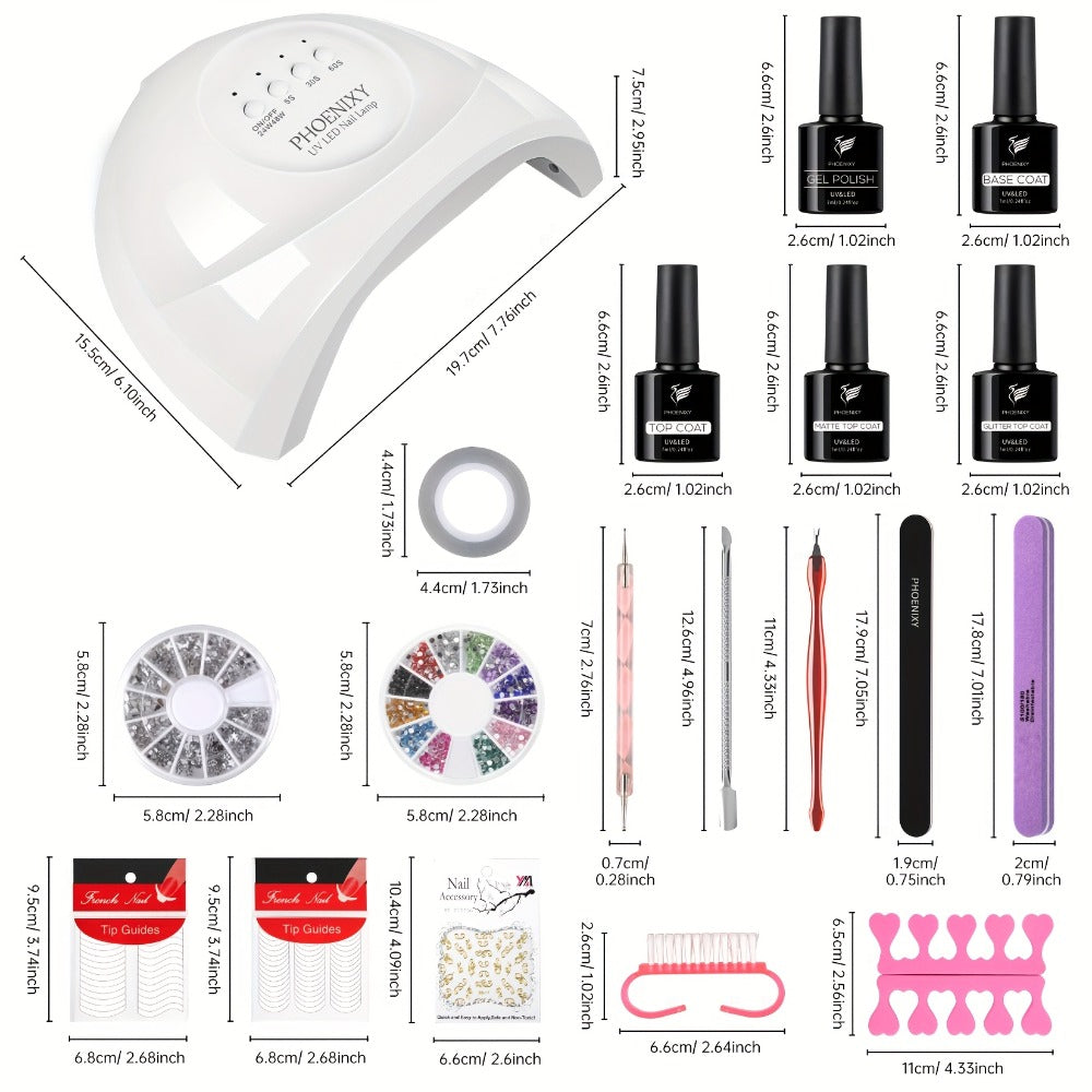 Gel Nail Polish Kit 61Pcs with UV Light & 40 Colors — Complete Starter Set with Base Coat, Top Coat, Manicure Tools, All-in-One Nail Art Kit for Beginners, Home Salon, Long-Lasting, Chip-Resistant, Gift for Women