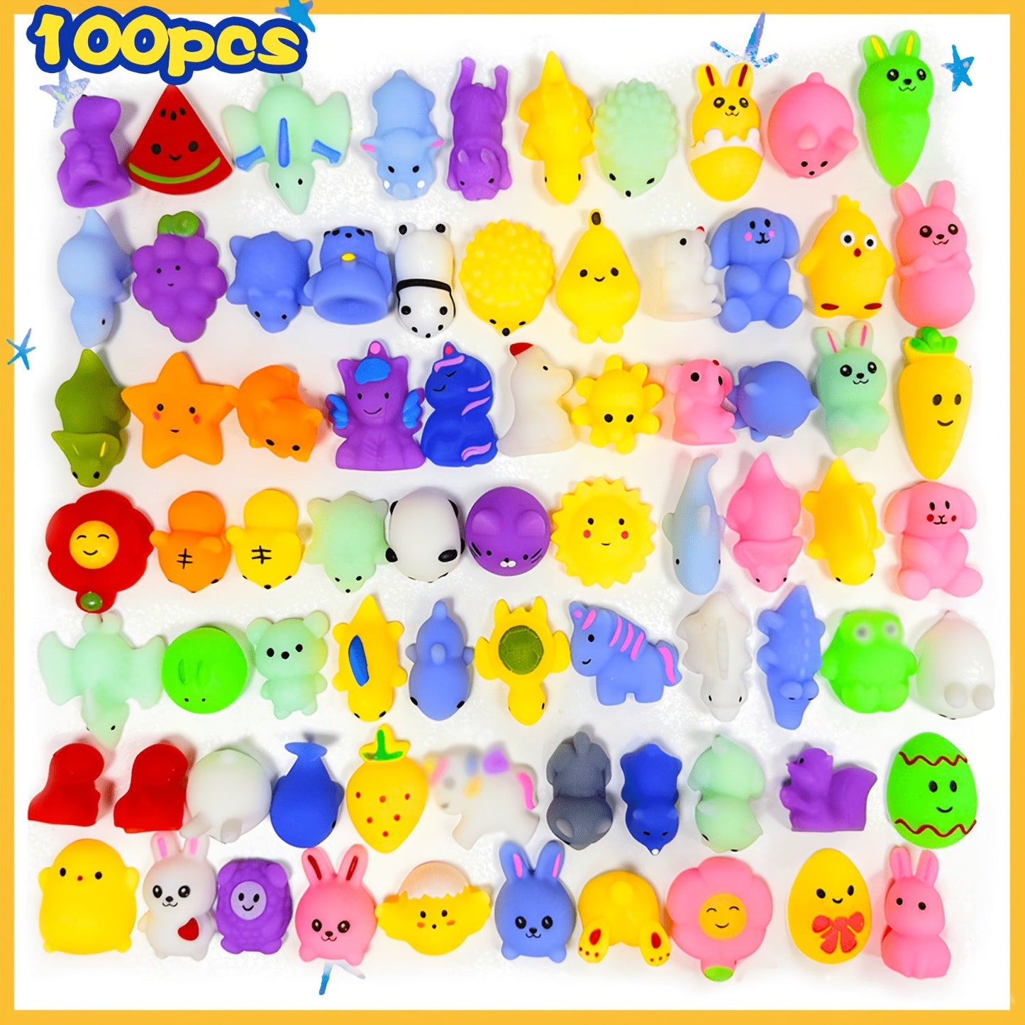 Mochi Squishies Bulk Pack 100 or 200 Pcs – Kawaii Mini Squeeze Toys for Kids Party Favors, Classroom Prizes, Goodie Bag Stuffers, Sensory Stress Relief & Birthday Gifts
