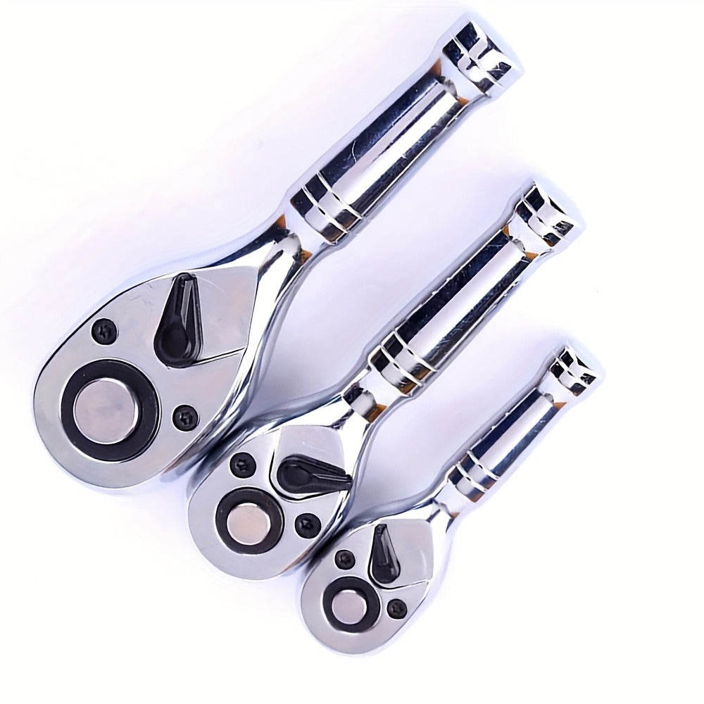72-Tooth Quick Ratchet Wrench Short Handle – Compact Dual-Direction Socket Wrench for Auto Repair | 1/4" 3/8" 1/2" Drive Sizes Available | Fast-Action Ratchet Handle Tool
