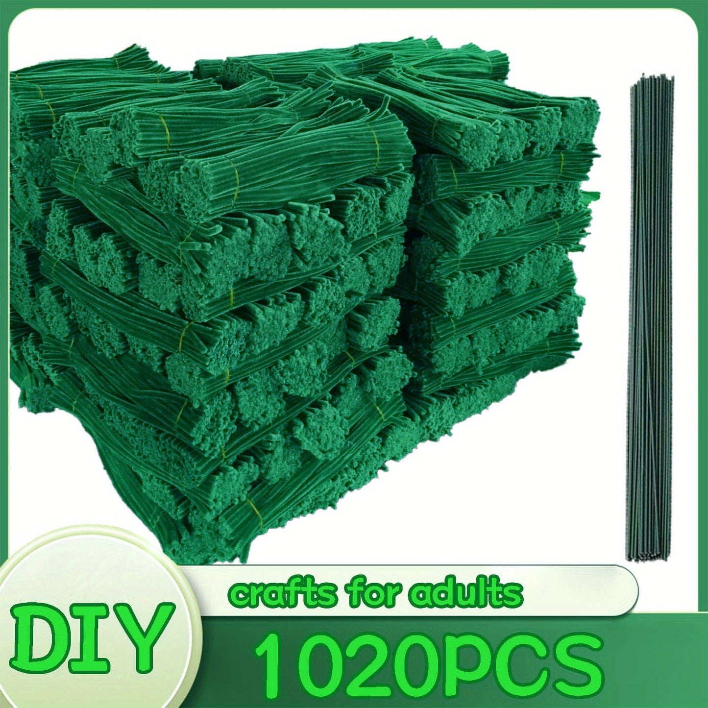 Pipe Cleaners 1020pcs Chenille Stems 20 Colors – Upgraded Thick Fuzzy Sticks with Patterned Rods for Kids Adults Teachers, DIY Arts & Crafts Supplies Bulk Set Birthday Christmas Gift