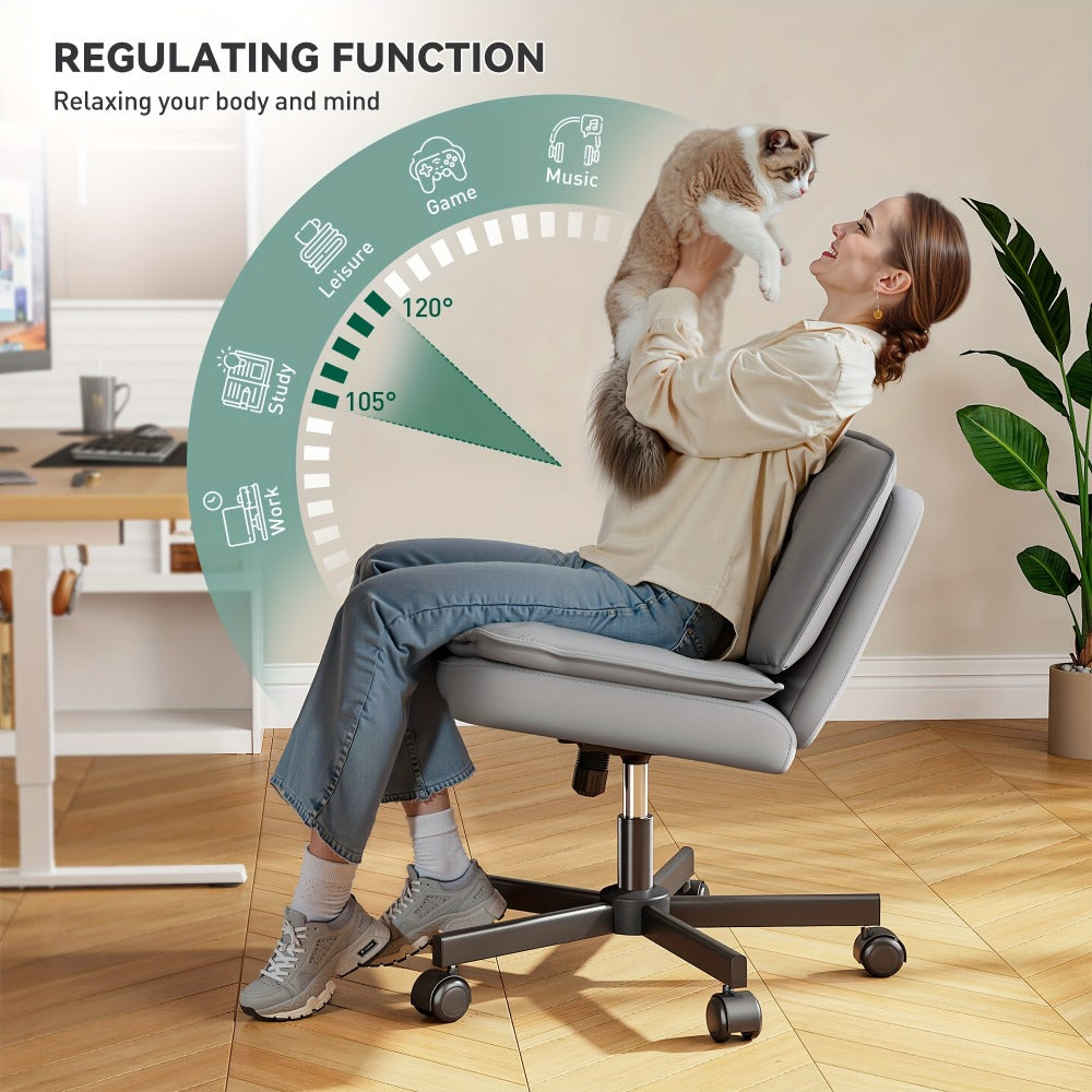 27-Inch Office Chair with Cross-Legged Seat and Rolling Wheels for Home Office detail image - detail view 11