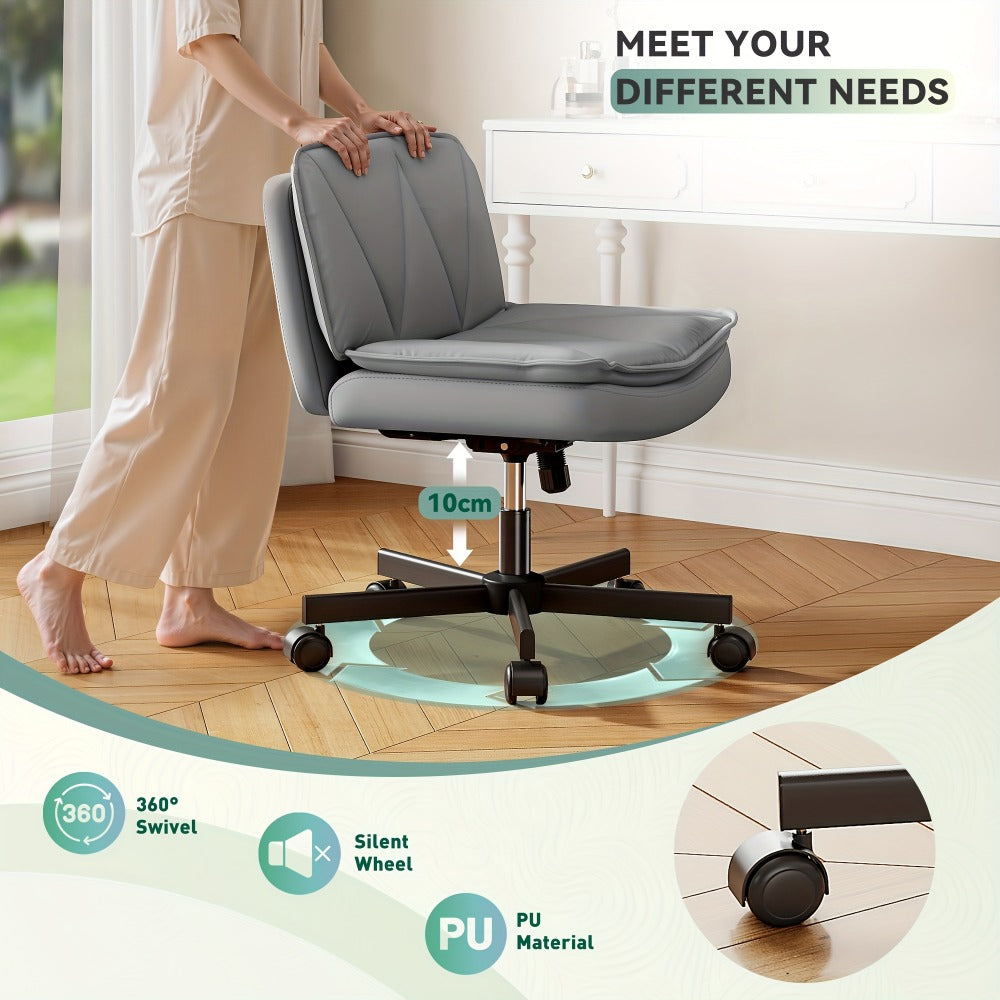 27-Inch Office Chair with Cross-Legged Seat and Rolling Wheels for Home Office detail image - detail view 12