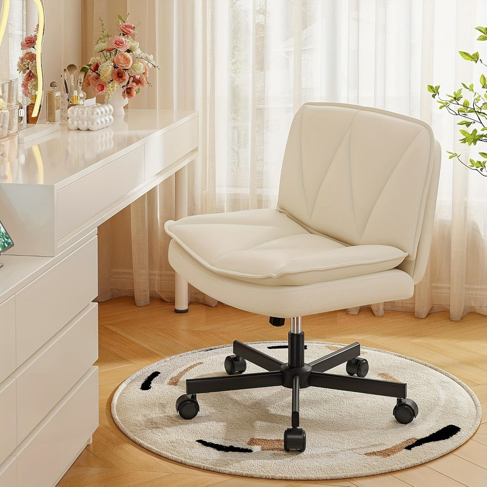 27-Inch Office Chair with Cross-Legged Seat and Rolling Wheels for Home Office detail image - detail view 13