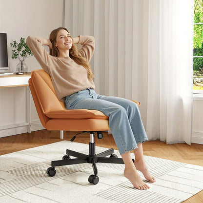 27-Inch Office Chair with Cross-Legged Seat and Rolling Wheels for Home Office detail image - detail view 14