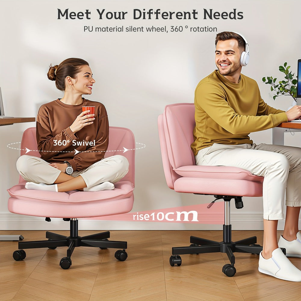 27-Inch Office Chair with Cross-Legged Seat and Rolling Wheels for Home Office detail image - detail view 18