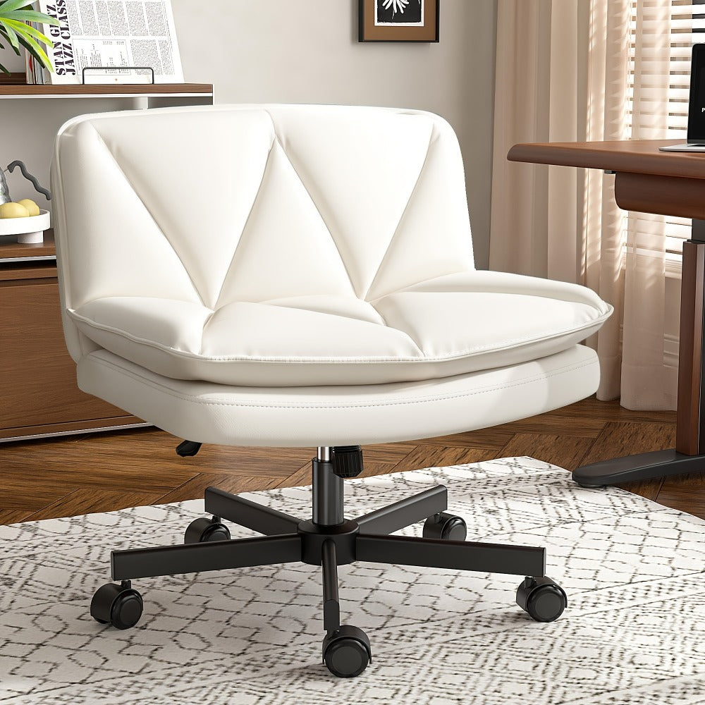 27-Inch Office Chair with Cross-Legged Seat and Rolling Wheels for Home Office detail image