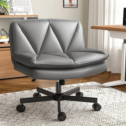 27-Inch Office Chair with Cross-Legged Seat and Rolling Wheels for Home Office detail image - detail view 5