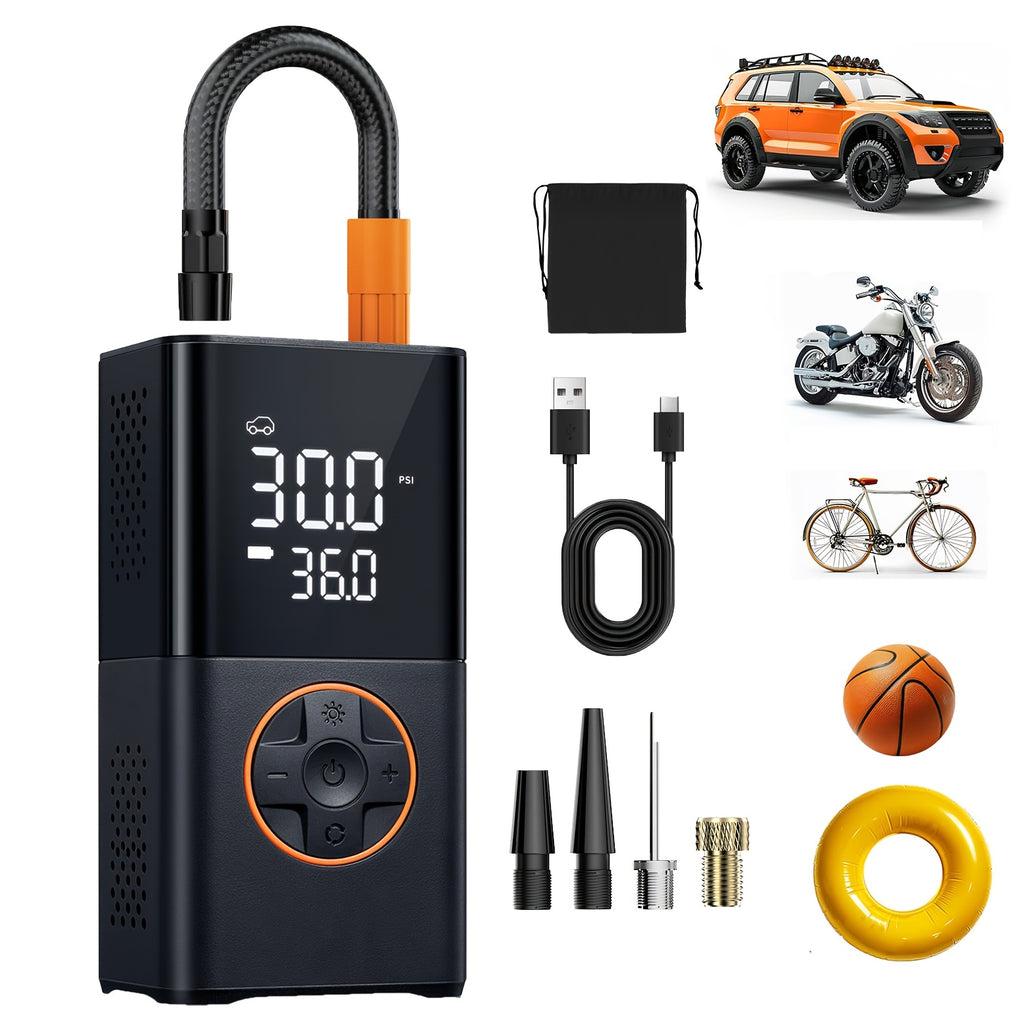 Tire Inflator Portable Air Compressor, 150PSI Air Pump for Car Tires with 25000mAh Battery, One Click Smart Air Pump Tire Inflator for Car, Motorcycle, Bicycle And More with Tire Pressure Gauge