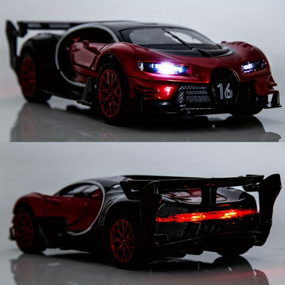 1:32 Vision GT Supercar Die-Cast Pull-Back Toy Car with Lights & Sounds – Zinc Alloy Model Car for Kids & Collectors, Red, Birthday Christmas Gift