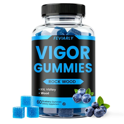 Men's Vitality Booster Gummies – Shilajit, Maca & Longjack Formula – Daily Energy, Mood & Performance Support for Men – Fast-Acting Blueberry Flavor Multivitamin Gummies for Men & Women