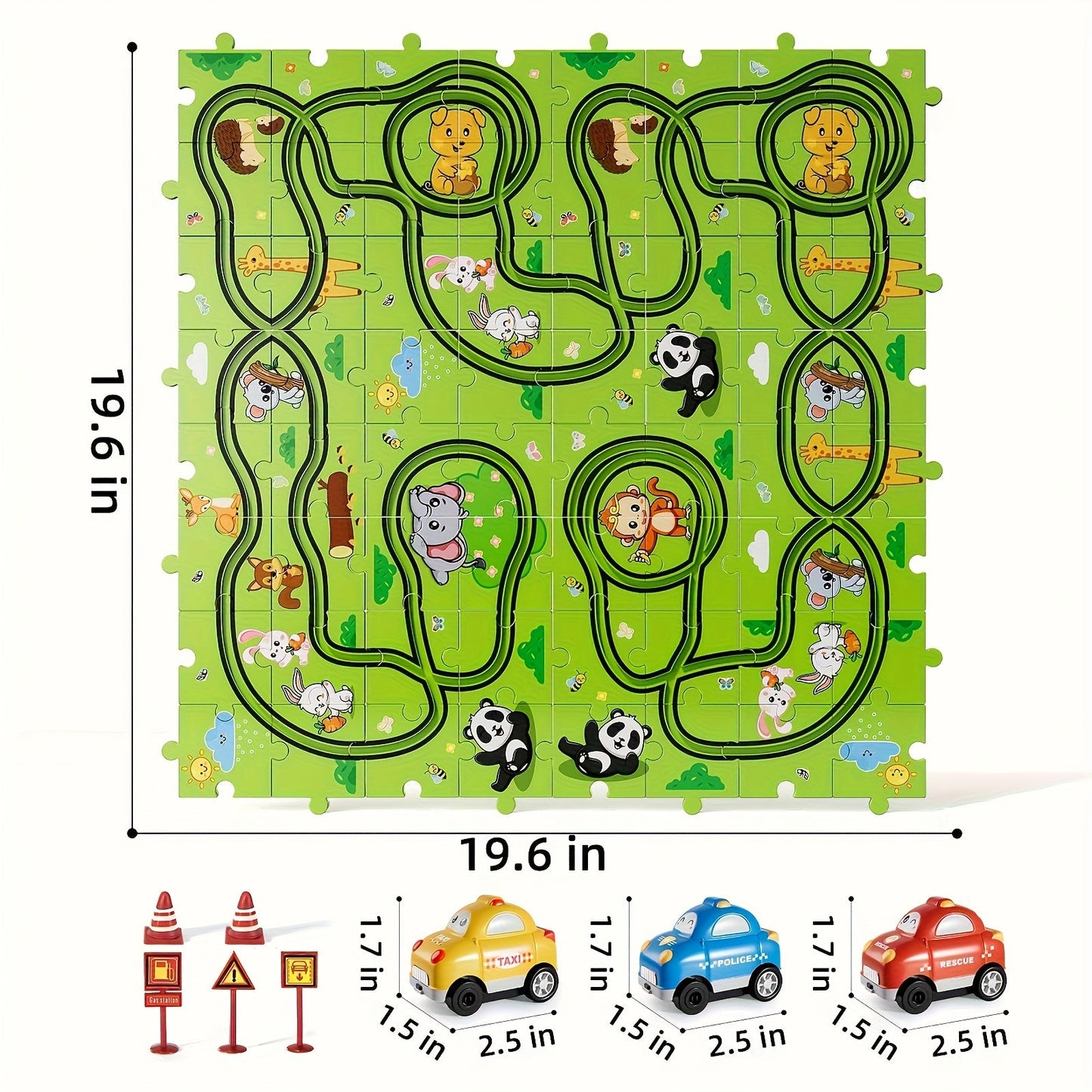Jigsaw Puzzle Race Track Car Set Toy for Boys Kids – 39 56 73 PCS Flexible Building Track with Toy Cars | STEM Educational Play | Best Birthday Christmas Gift Ages 3 4 5 6 7
