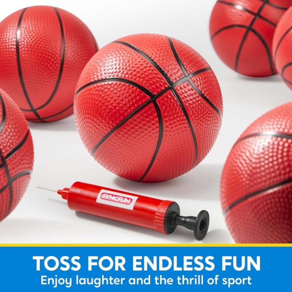Kids Mini Basketballs Set of 6 – 5-Inch Rubber Basketballs with Hand Pump, Perfect for Mini Hoops, Pool Games & Party Favors | Ages 3+ | Easter Basket Fillers & Birthday Gift