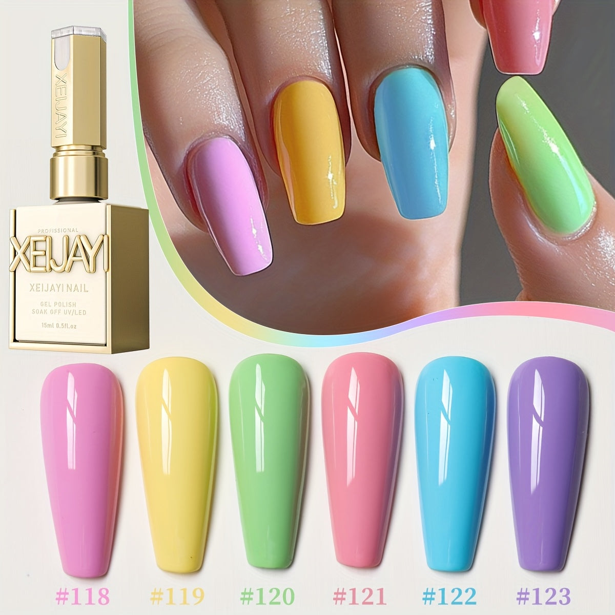 Sweetheart Candy Gel Nail Polish Set 6 Colors – Multicolor Glossy LED Nail Art Kit Long-Lasting Salon Quality Semi Permanent Spring Summer Nail Gel Easy Apply Non-Toxic 6pcs