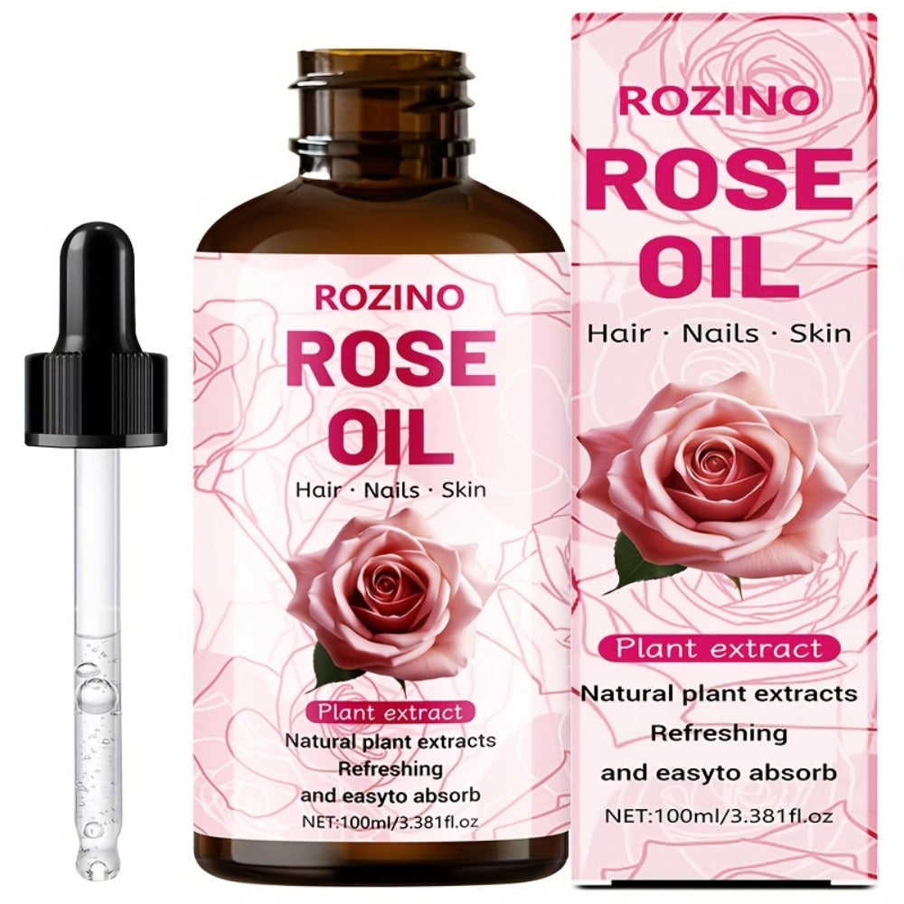 Rose Essential Oil Pure for Massage, Aromatherapy & Skin Care — Multipurpose Body, Hair, Nail & Lash Oil, Unisex Relaxation Gift, 100ml or 3pcs×3.38oz Value Pack
