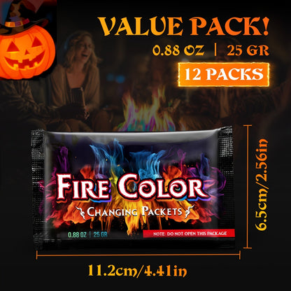 Fire Color Changing Packets 12/24pcs – Magic Colorful Flame Packets for Campfire, Fire Pit, Bonfire & Outdoor Fireplace, Fun Camping Accessories for Adults & Families
