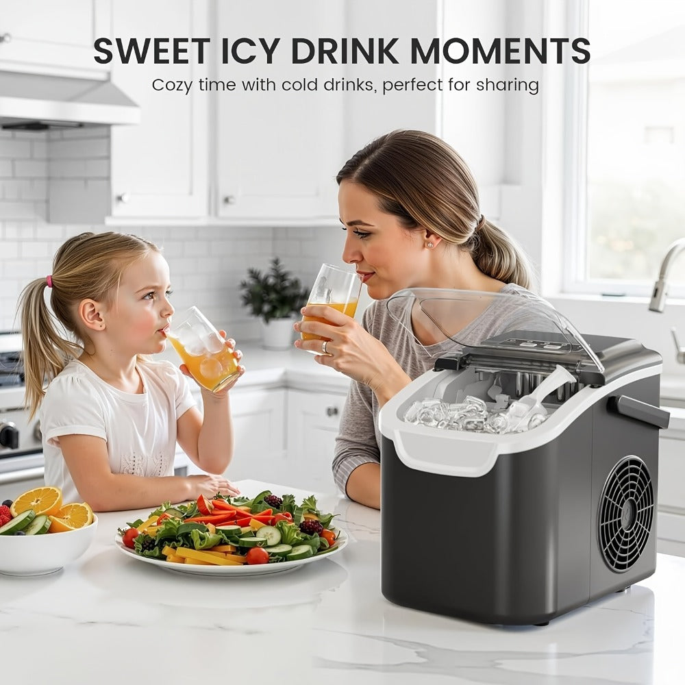 Bullet Ice Maker – 26 Lbs Daily Countertop Ice Machine, Self-Cleaning, Includes Ice Scoop & Basket, Available in Green, White, Black & Grey, Perfect Holiday Gift for Home & Kitchen
