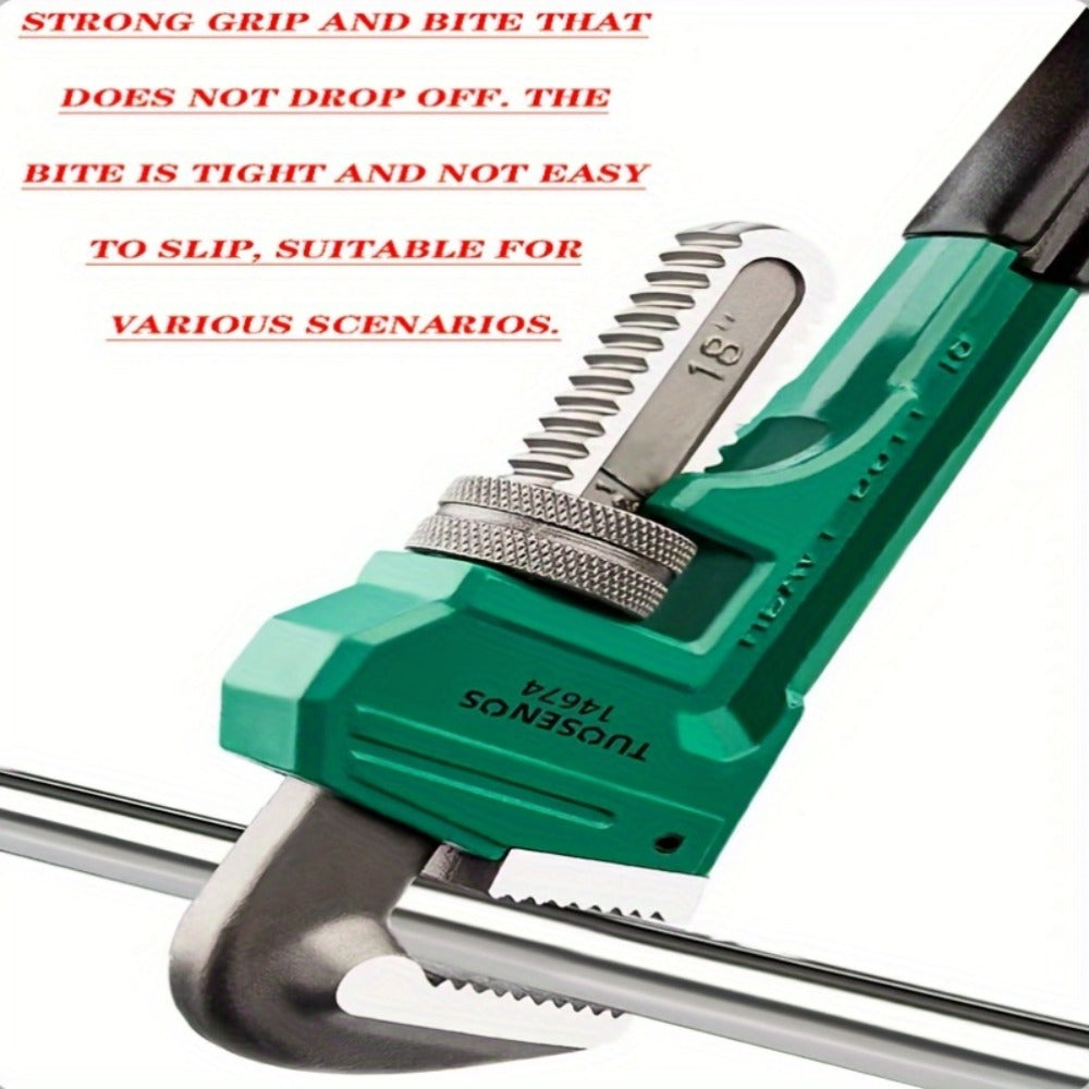 Pipe Wrench Professional Heavy Duty - 8", 12" & 18" CR-V Alloy Steel Plumbing Wrench, Non-Slip Ergonomic Handle, 1500 lbs Torque, Fits 1/2"-4" Pipes, for Plumbing, Automotive & Industrial Use