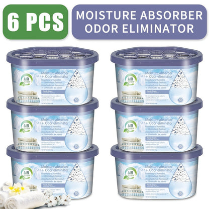 Moisture Absorber Dehumidifier Box 6-Pack – Odor Eliminator & Humidity Controller for Closet, Bathroom, Kitchen, Pantry, Boat & RV – Lavender Vanilla, Fresh Linen, Jasmine Blossom, Bamboo Charcoal