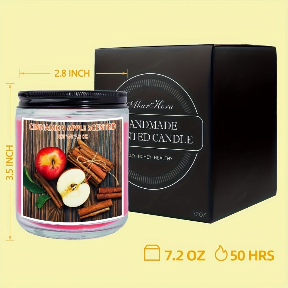 Scented Candle Soy Wax – Pumpkin & Apple Cinnamon Fall Autumn Jar Candle, 7.2oz 50+ Hour Burn, Cozy Home Fragrance Gift for Women & Men, Friends, Family & Coworkers, Christmas & Valentine's Day