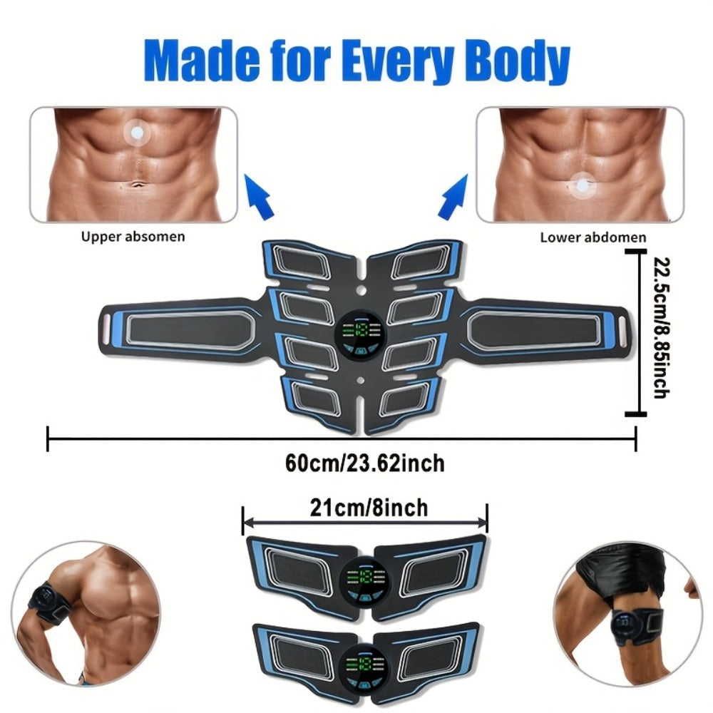 EMS Ab Muscle Training Band – Whole Body Electric Muscle Stimulator Belt for Abdominal Toning, Passive Workout During Reading, Watching TV & Housework