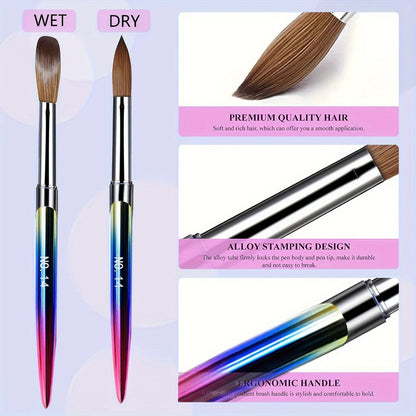 Kolinsky Acrylic Nail Brush Set 4Pcs – Sizes 10 12 14 16 for Acrylic Powder Application, Nail Extensions & 3D Nail Art Carving, Professional Nail Brushes