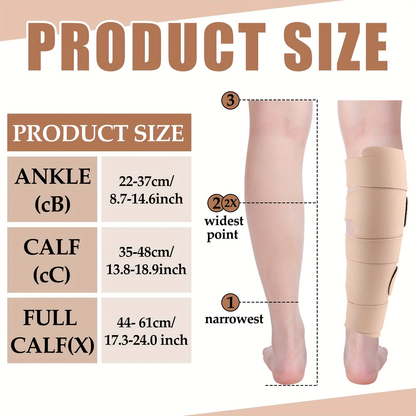 Compression Leg Wraps 2pcs Adjustable Lower Leg Support – Shin Splint Wrap for Leg Heaviness, Fatigue & Swelling Relief, Lymphedema Compression Bandage, Buckle Closure, Machine Washable