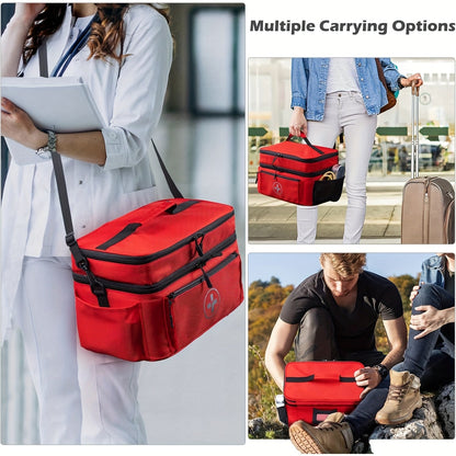 Medicine Storage Bag Organizer – Household First Aid Kit Bag, Portable Medicine Cabinet Basket with Compartments for Home, Travel & Emergency