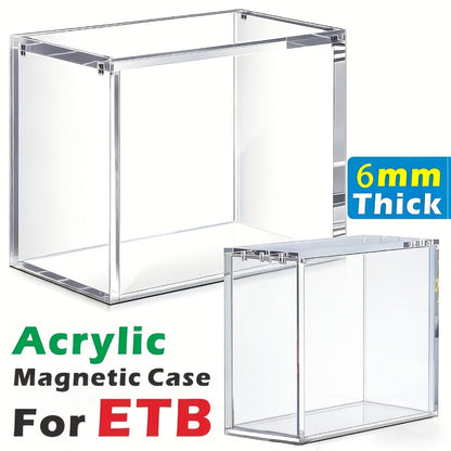 Acrylic Display Box for Pokemon ETB & Trading Cards – 6mm Stackable Magnetic Dustproof Case for Elite Trainer Box, Sports Memorabilia & Collectibles Showcase