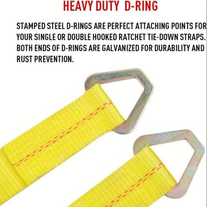 Axle Tie Down Straps 2" x 36" – Heavy Duty Car Tow Straps with D-Rings & Protective Covers for Car, Truck, Trailer & UTV | Wrecker & Flatbed Towing
