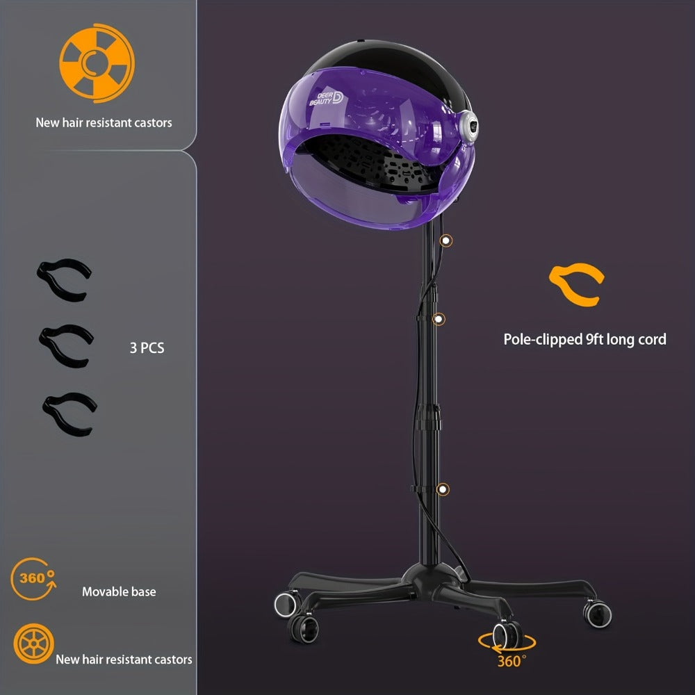 Ionic Floor-Standing Hooded Hair Dryer 1875W — Adjustable Height Professional Salon Hood Dryer for Deep Conditioning, Natural Hair, Roller Sets & Color Processing, 4 Colors