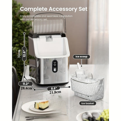 Chewable Ice Maker Countertop – 35 Lbs Nugget Pebble Ice or 26 Lbs Bullet Ice, Self-Cleaning, Includes Ice Scoop & Basket, Perfect Holiday Gift for Home, Kitchen, Easter, Halloween & Christmas